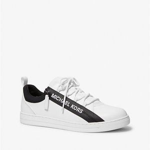 🎁 MICHAEL Michael Kors Men's Keating Leather and Mesh Zip-Up Sneaker